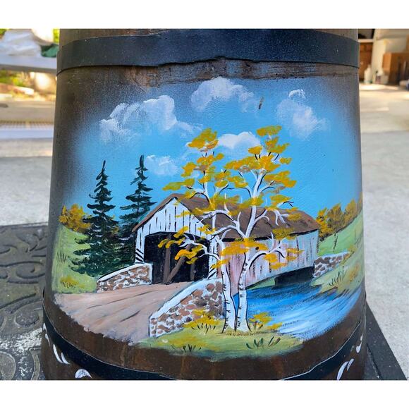Vintage Wood Butter Churn Hand Painted Folk Art - Picture 7 of 7